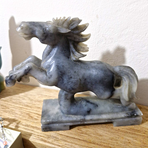 Grey jade rearing - grey, horse