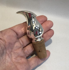 Vintage Bottle Stopper Pourer Silver Metal Hinged Top (No Drip) Wine Spirits