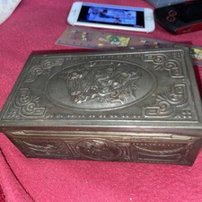 ANTIQUE PEWTER LIDDED HINGED