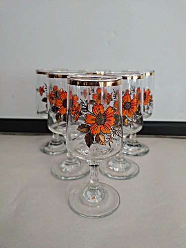 Vintage set orange floral - vintage, 6