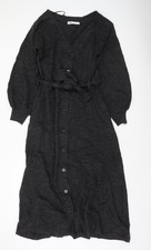 Zara Women Grey Knit Belted