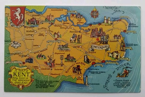 Map postcard kent - postcard,
