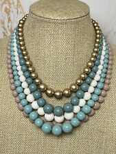 Statement Multi Strand Bead Necklace Multi Coloured Pastel Acrylic Collar 628