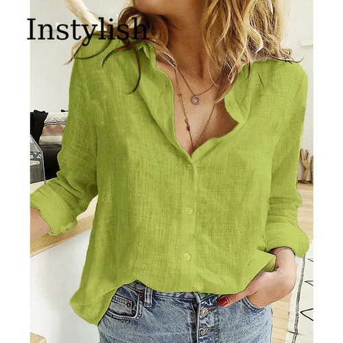 Womens long sleeve linen shirt - sleeve,