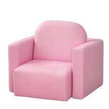 HOMCOM Kids Sofa Set 2 in 1 Child Table and Chair Set Toddler Armchair Pink