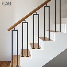 3pcs Carbon Steel Stair Balusters Modern U-shaped Metal Spindles for Stairs
