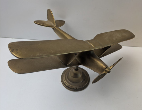 Vintage solid brass biplane - solid,