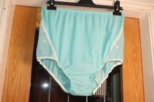 VTG 60S AQUA ULTRA SHEER NYLON HIGH WAIST KNICKERS, FULL BUM PANTIES, 18-20