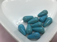 10 natural gemstones turquoise Howlite drop beads, 14mm x 7mm approx