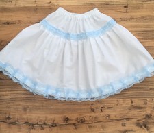 White/Blue Lace Petticoat Skirt Adult - Made to Measure - Choose Waist + Length