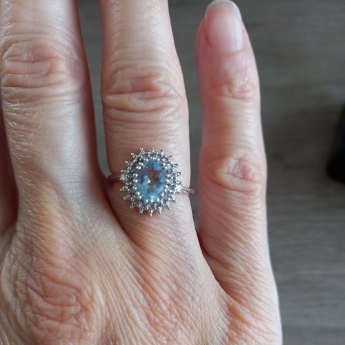 Silver ring aquamarine - silver,