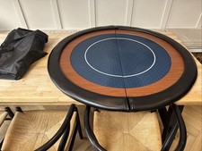 Folding Poker Table Top BLUE with carry case - Cushioned Edges - Postage - ROUND