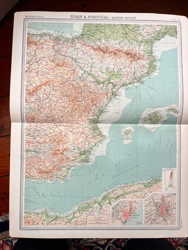 1922 antique map - :, spain