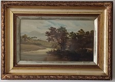 Antique 1894 English school oil painting on canvas Landscape signed framed