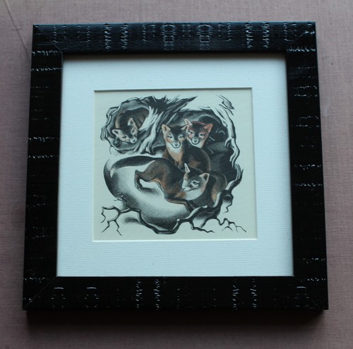 Fox cubs framed lithograph - framed,