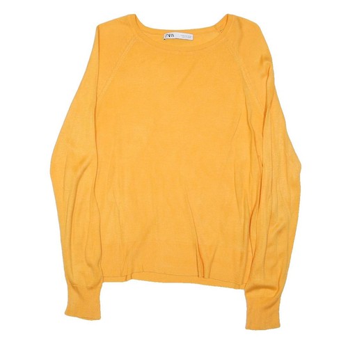 Zara womens yellow plain crew - yellow,