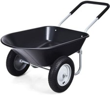Heavy Duty Plastic Two Wheeled Garden Yard Wheelbarrow Pneumatic Tyre 150KG
