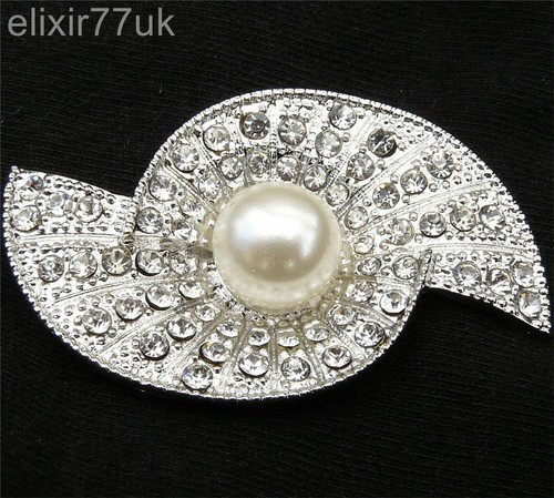 Silver broach large faux - broach,