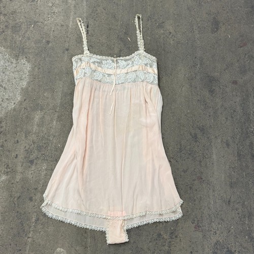 Antique 20s pink silk filet - pink,