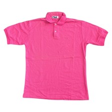 Fila Polo Shirt Short Sleeve Y2K Regular Vintage 90s Pink Mens Medium