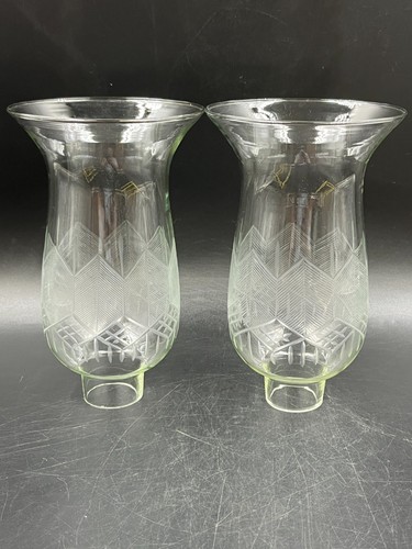 Pair cut glass clear fancy - cut,