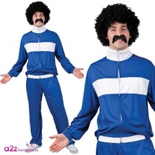 Adult 80s Retro Trackie Scouser Tracksuit Shell Suit Stag Party Mens Fancy Dress