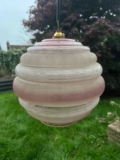 Vintage Retro Pink White Glass Ceiling Light Lamp Shade Art Deco