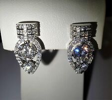 925 STERLING SILVER WHITE GOLD OVERLAY LIGHT BULB MOISSANITE EARRINGS