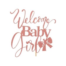 Baby Girl Cake Topper Pink Glitter Decoration Baby Shower Gender Christening