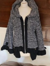 Vintage ZONE BLEUE French designer wool blend knit goth  cardigan jacket 14/16