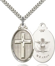 Sterling Silver Cross Military