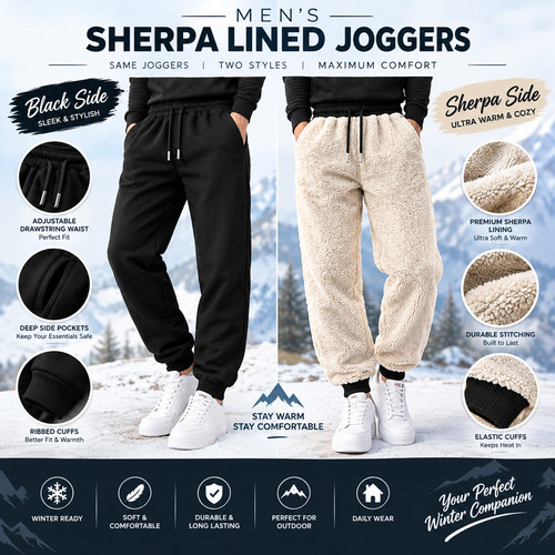 Men fleece lined joggers - fleece,