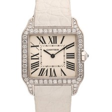 Cartier Santos Dumont WH100251 18k White Gold Factory Diamond Set Box Papers.
