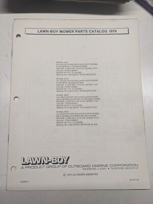 Lawn boy parts list - parts, 1979