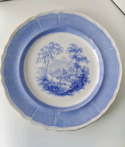Antique davenport blue white - antique,