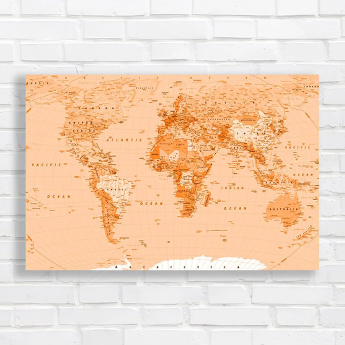 World map high detail orange - map,