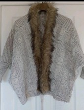 Brand New Beige, Women's cardigan, with faux fur trim