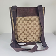 Gucci Vintage GG Monogram Web Messenger Crossbody Bag | Brown Canvas & Leather