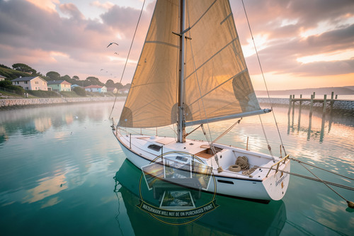 Classic white gaff - gaff, rigged