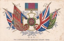 OLD POSTCARD MILITARY FLAG DSO