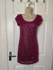 H&M Size 10 Pink Sequin Short Sleeve Party Dress