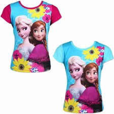 Girls 100% Cotton 'Frozen' Disney Short Sleeve Printed T-Shirt 3-8 years
