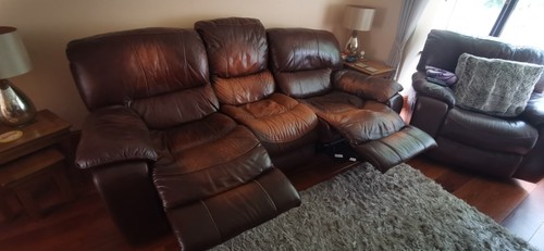 Brown leather seater - brown,