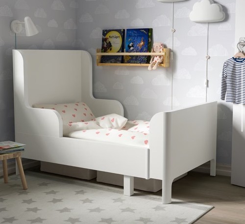 Children white wooden single - children's,