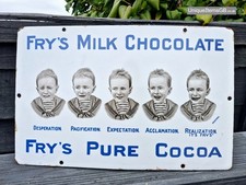 Stunning 1900s Fry’s Milk Chocolate Pure Cocoa enamel sign