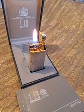DUNHILL UNIQUE Lighter Gold and Silver plated Hobnail  Made in England Box &Cert