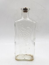 ANTIQUE RECTANGLE SHAPE BOOTS THE CHEMISTS GLASS CLEAR BOTTLE EMPTY
