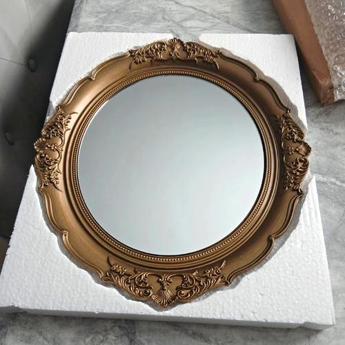 Ornate round bronze - bronze, framed