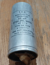 TCC Electrolytic Vintage Smoothing Capacitor Type CE15P2 32MFD 32μF 375V - NOS