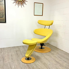 VALIER STOKKE  "PEEL" II CHAIR & FOOTSTOOL NORWEGIAN DESIGN BY OLAV ELDOY